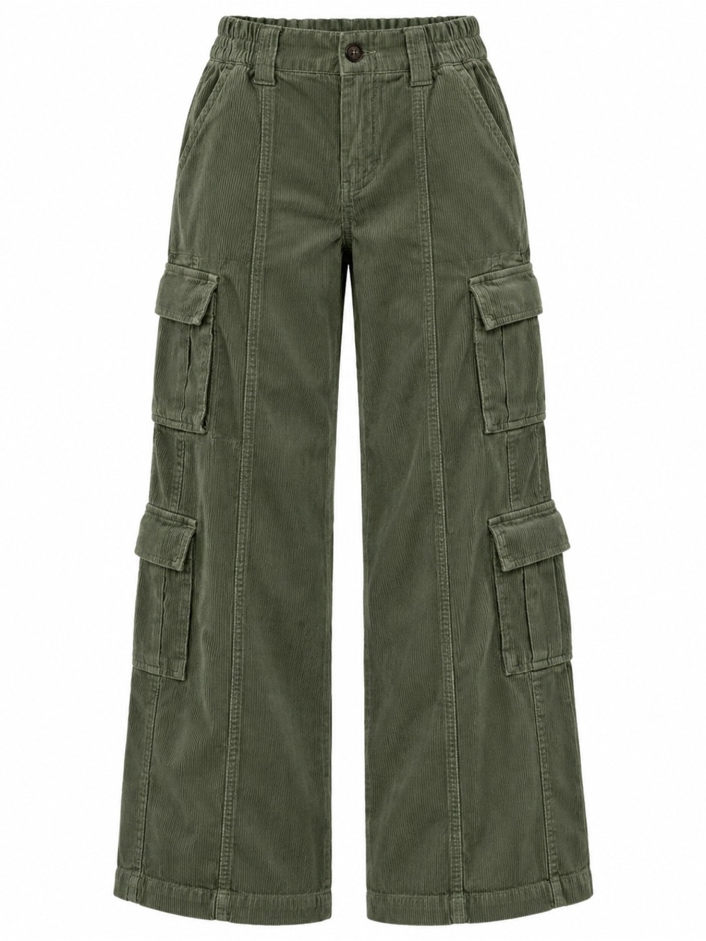 Forever 21 Olive Green Wide-Leg Cargo Trousers